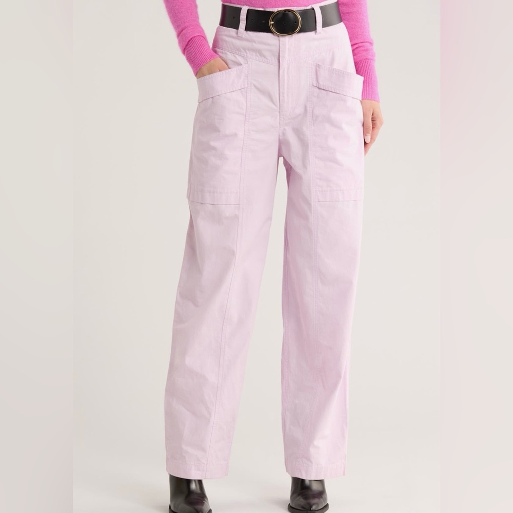 NEW Isabel Marant Étoile Ruby Patch Pocket Straight Leg Pants Jeans in Lilac
